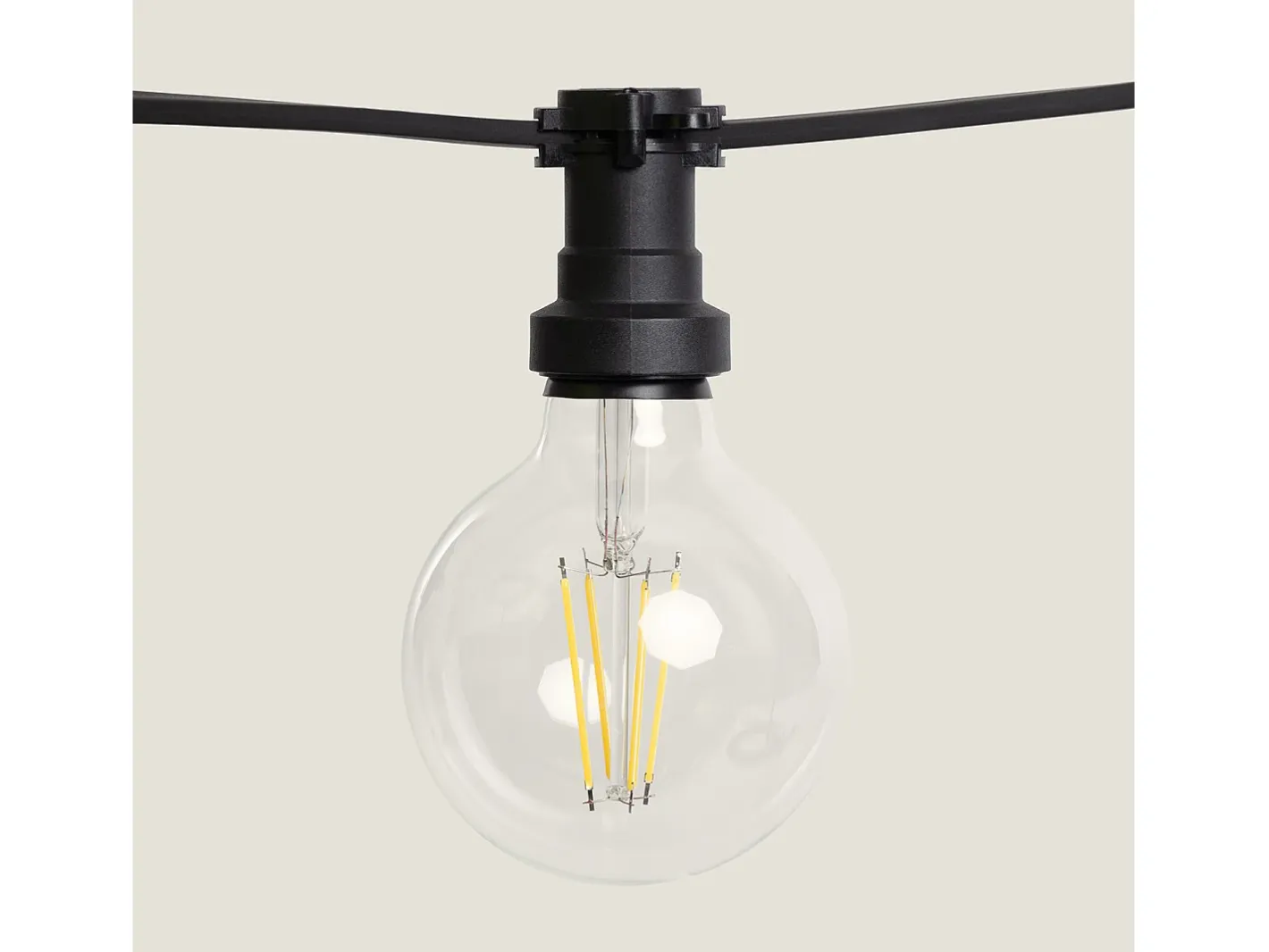 Ledkia Guirnalda Luminosa-Guirnaldas para Exterior IP44 Cable Eléctrico Plano con Portalámparas E27 a Medida 25 m Negro