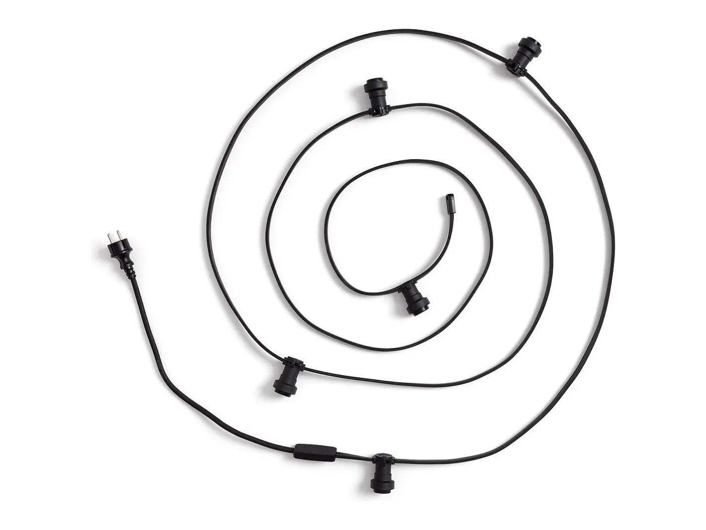 Ledkia Guirnalda Luminosa-Guirnaldas para Exterior IP44 Cable Eléctrico Plano con Portalámparas E27 a Medida 25 m Negro