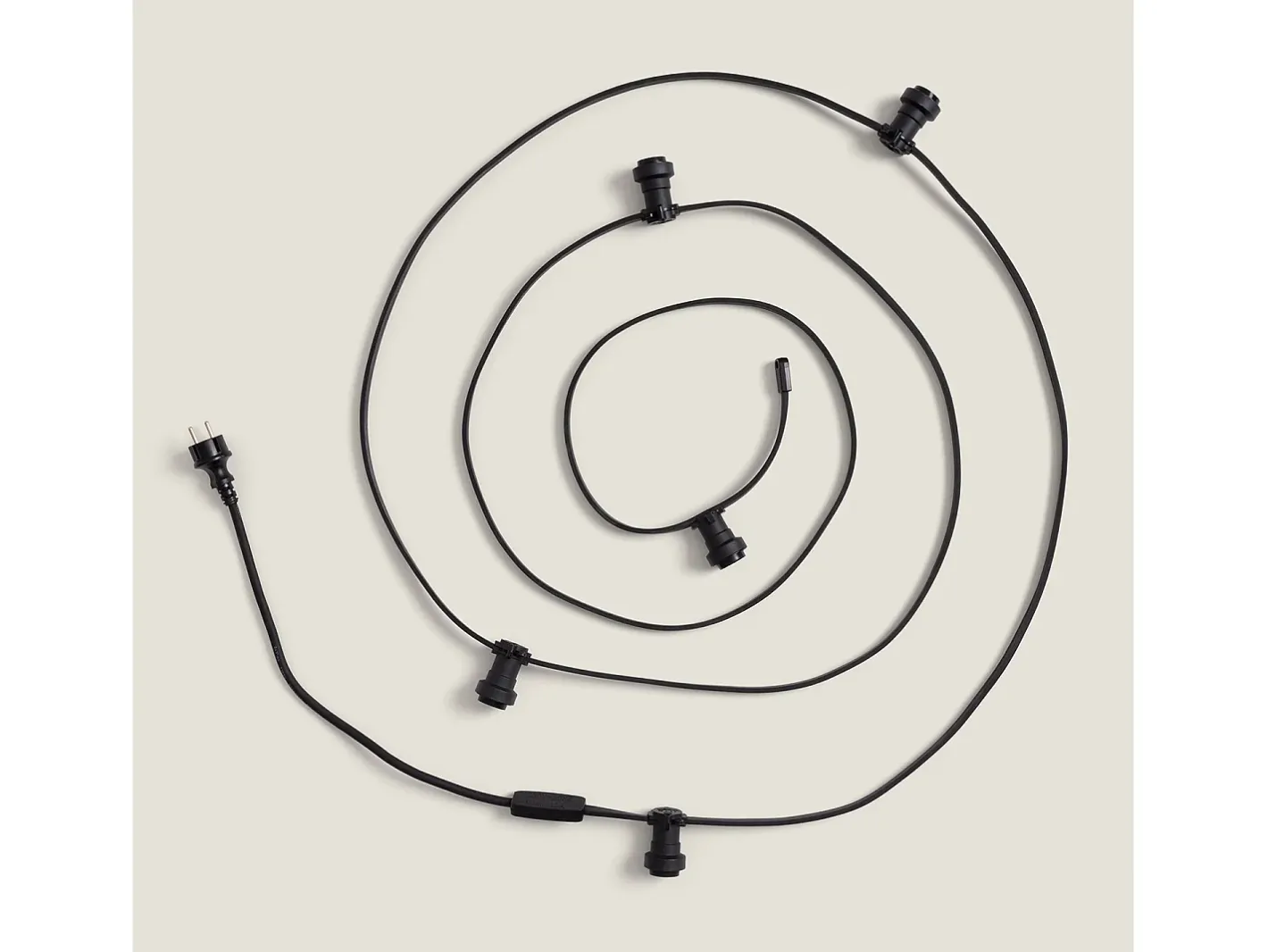 Ledkia Guirnalda Luminosa-Guirnaldas para Exterior IP44 Cable Eléctrico Plano con Portalámparas E27 a Medida 25 m Negro
