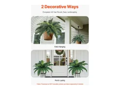 Helecho Artificial SucceBuy, Pack de 2, Helecho Falso de Boston 80-86 cm, 30 Hojas, Colgante, Decoración Interior/Exterior, Hogar/Oficina, Maceta No Incluida Verde