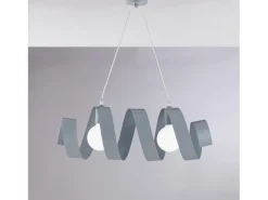 Lámpara Suspendida-Helix - Lámpara de suspensión en hierro lacado mate con cable eléctrico orientable 2 luces L. 54 X 20 - BL141-2-GR Gris