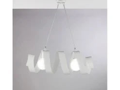 New Helix - Lámpara de suspensión en hierro lacado brillo con cable eléctrico orientable 2 luces L. 54 X 20 - BL141-2-BCO Blanco