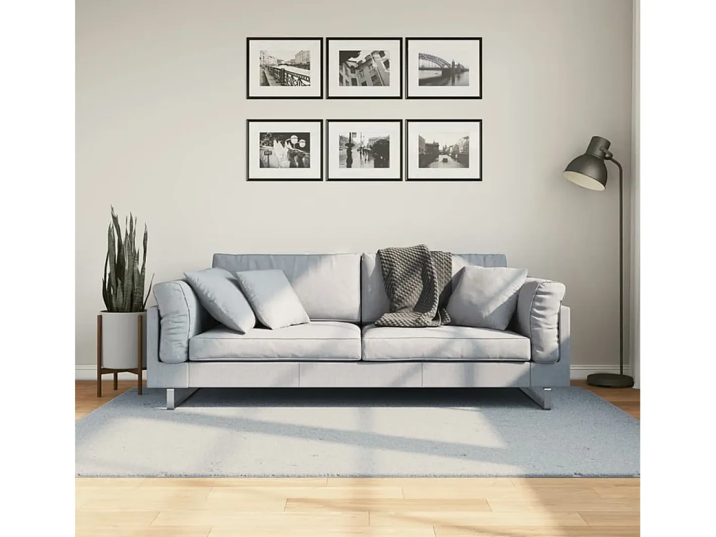 Online Garden Furniture Hester Alfombra de pelo corto suave lavable HUARTE 140x200 cm Azul