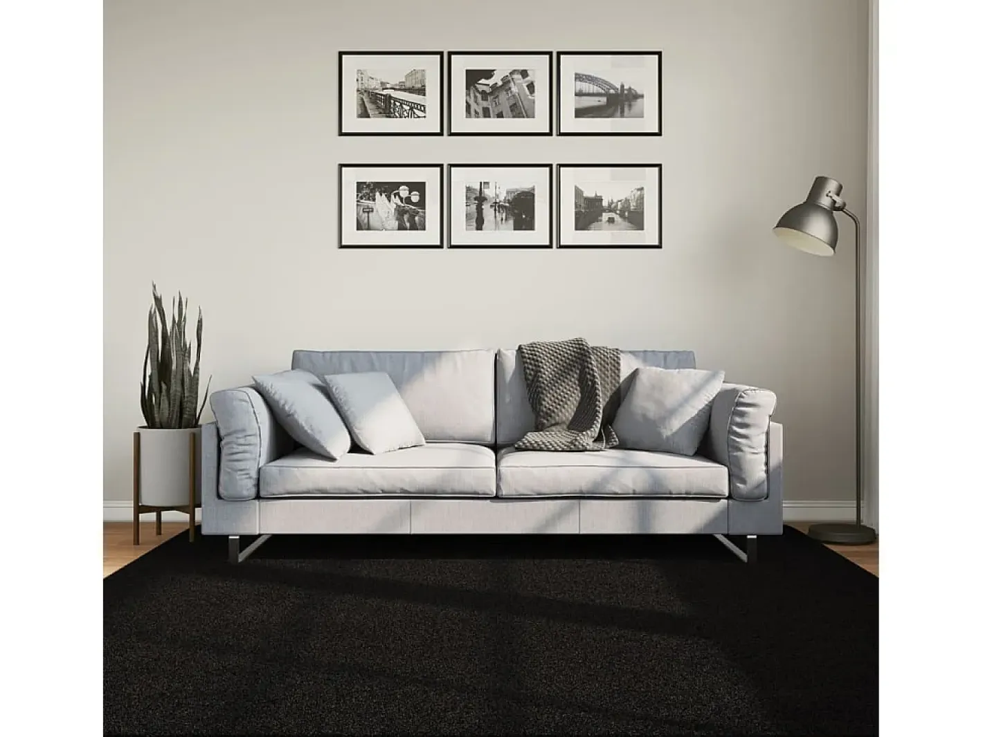 Hot Garden Furniture Hester Alfombra de pelo corto suave lavable HUARTE 200x200 cm Negro