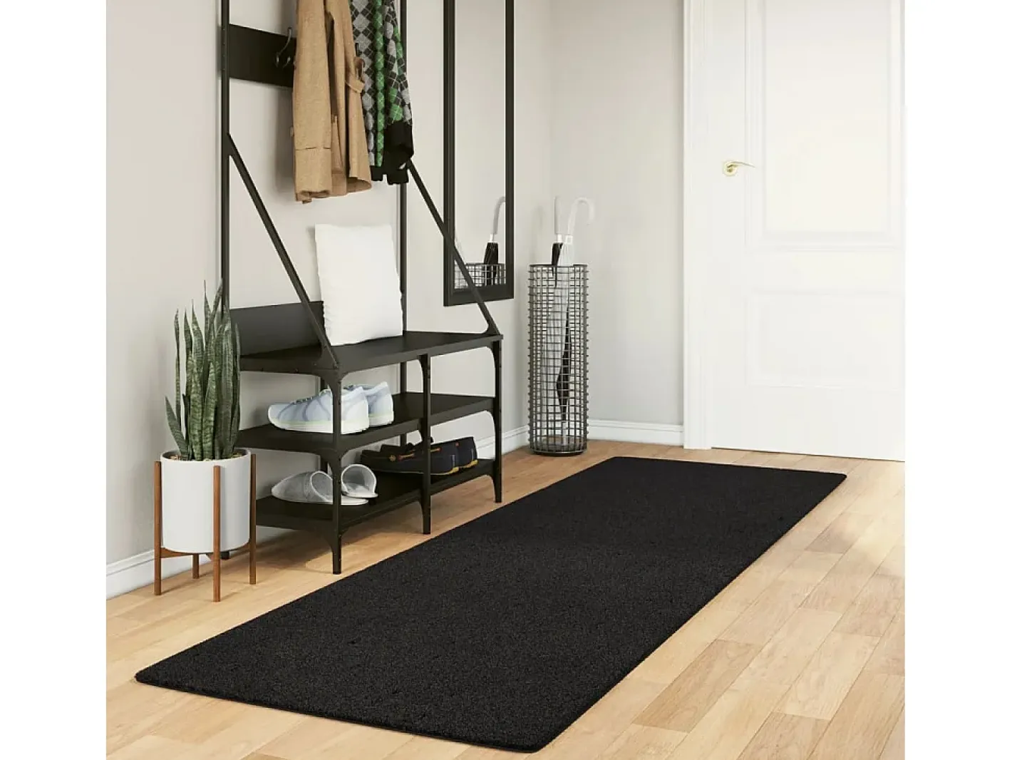 Garden Furniture Alfombra De Salón-Hester Alfombra de pelo corto suave lavable HUARTE 80x250 cm Negro