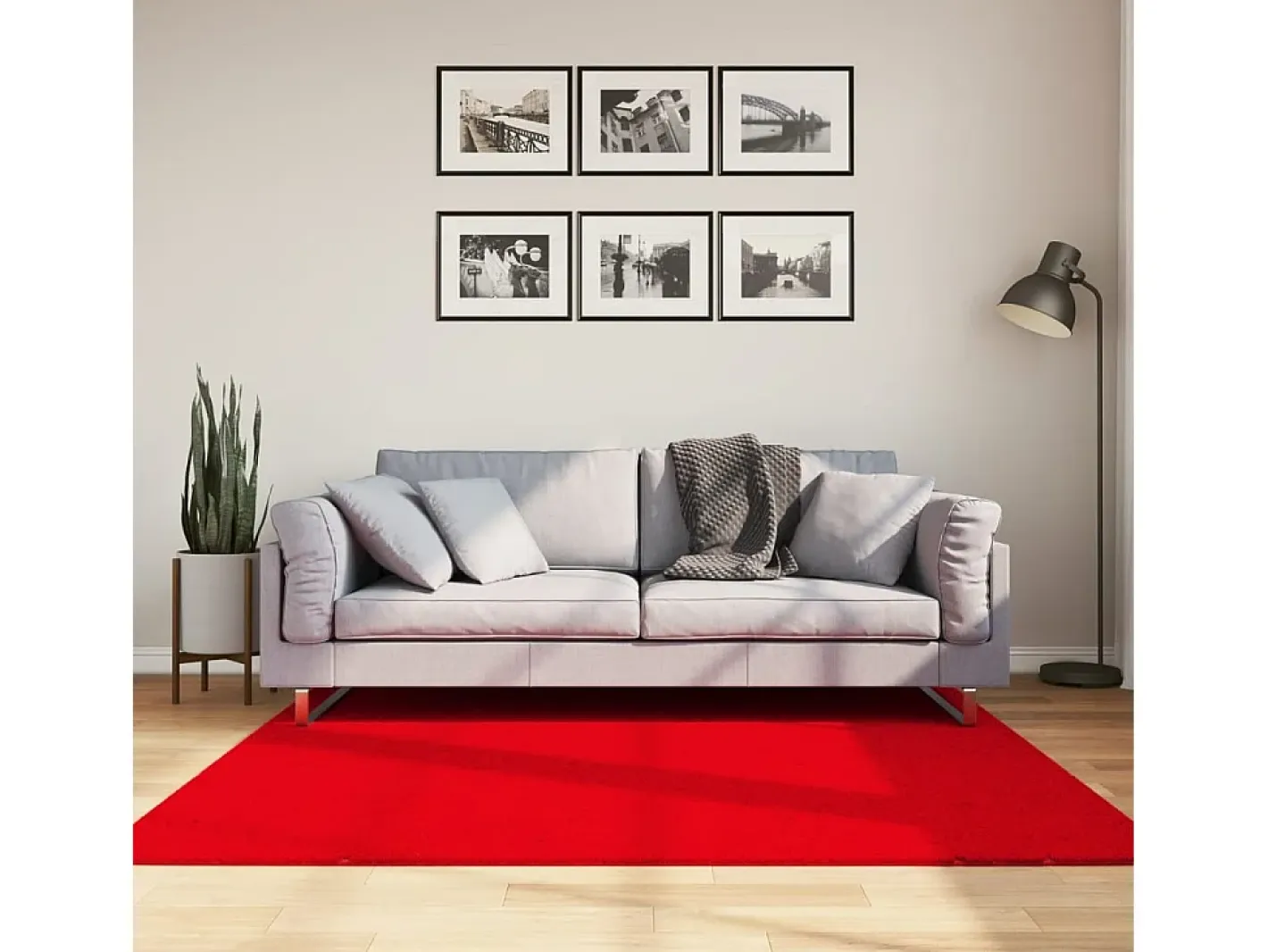 Garden Furniture Alfombra De Salón-Hester Alfombra de pelo corto suave lavable HUARTE 160x160 cm Rojo