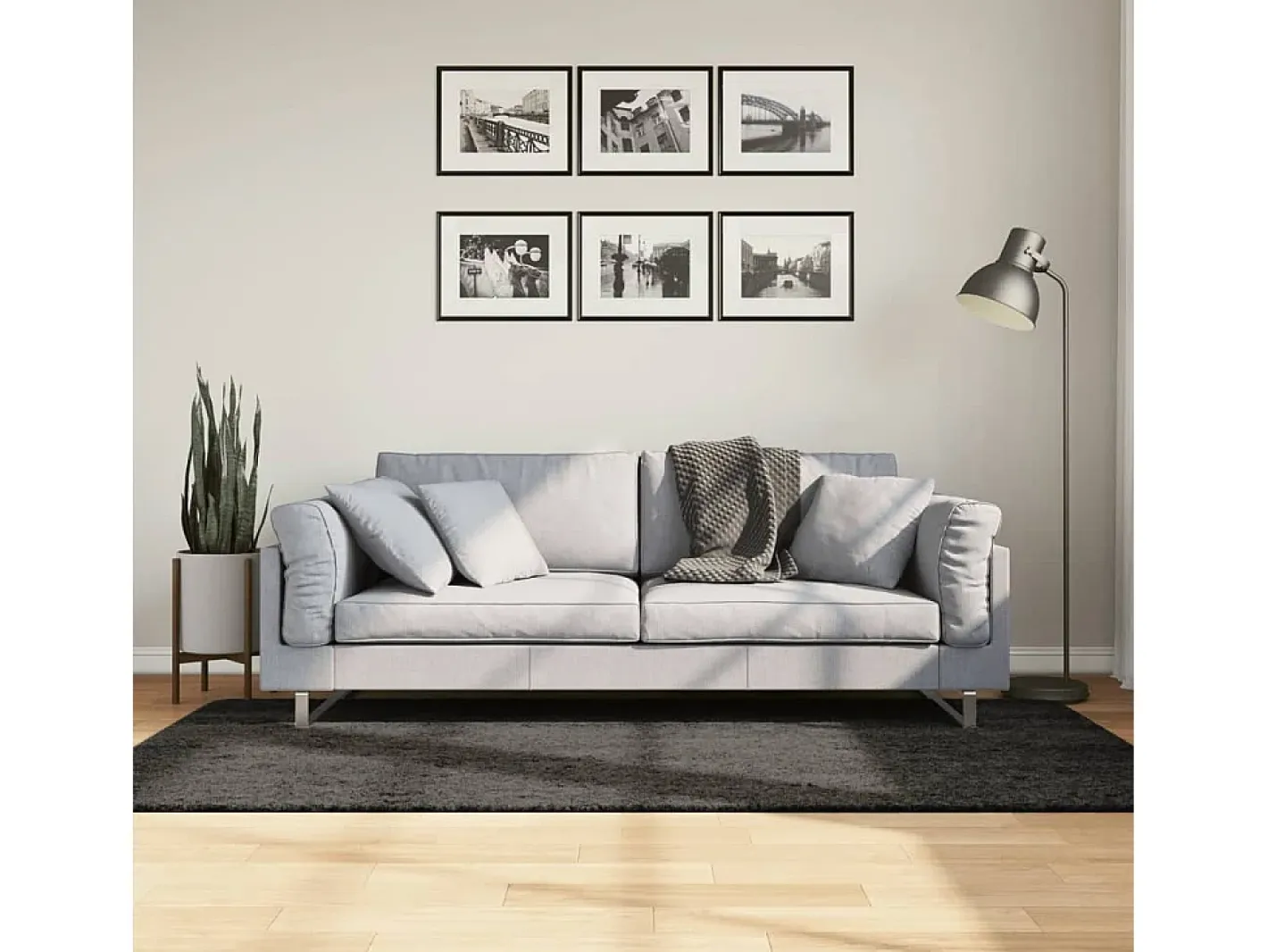 Garden Furniture High Point Alfombra pelo largo aspecto brillante ISTAN antracita 100x200cm Gris antracita