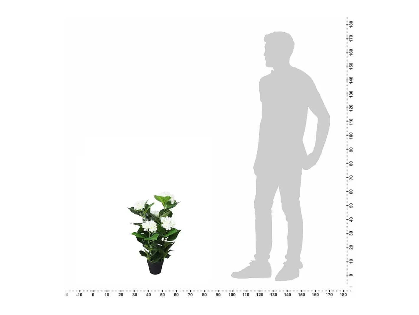 Planta Artificial-Hortensia artificial blanca con maceta de 60 cm Blanco