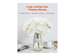 Hortensia Artificial SucceBuy Flores Artificiales 250 mm, Ramos de Flores Artificiales Aspecto Realista con Cabeza de 152,4 mm, Lote de 105, Blanco Outlet