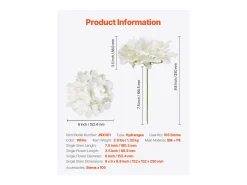 Hortensia Artificial SucceBuy Flores Artificiales 250 mm, Ramos de Flores Artificiales Aspecto Realista con Cabeza de 152,4 mm, Lote de 105, Blanco Outlet