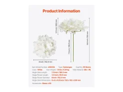 Sale Hortensia Artificial SucceBuy Flores Artificiales 250 mm, Ramos de Flores Artificiales Aspecto Realista con Cabeza de 152,4 mm, Lote de 65, Blanco