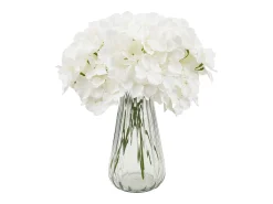 Planta Artificial-Hortensia Artificial SucceBuy Flores Artificiales 250 mm, Ramos de Flores Artificiales Aspecto Realista con Cabeza de 152,4 mm, Lote de 205, Blanco