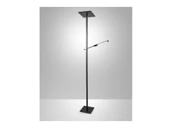Lámpara De Pie-Ideal - Lámpara de pie LED negra de metal H.180 cm Fabas Luce - 2 luces de 40W y 8W con LED integrado 3000K Negro