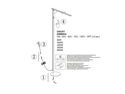 Lámpara De Pie-Ideal - Lámpara de pie LED negra orientable de metal H.180 cm Fabas Luce - Luz LED integrada de 35W CCT (3000K 4000K 5000K 6000K) Negro