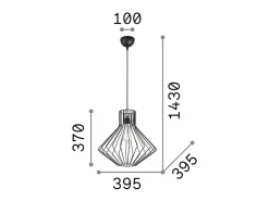 Ideal Lux Ampolla - 1 lámpara colgante de techo de alambre , E27 Negro Best