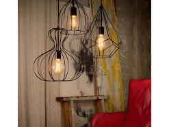 Outlet Ideal Lux Ampolla - 1 luz colgante de techo mate estilo jaula, E27 Negro