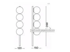 Ideal Lux BINOMIO Lámpara de techo con 4 luces en forma de globo, color Blanco Best