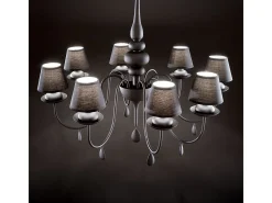 Ideal Lux Blanche - Lámpara de araña de 8 luces con brazos múltiples, acabado , E14 Negro Online
