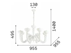 Ideal Lux Bon Bon - Lámpara de araña de 8 luces con varios brazos, acabado , E14 Blanco
