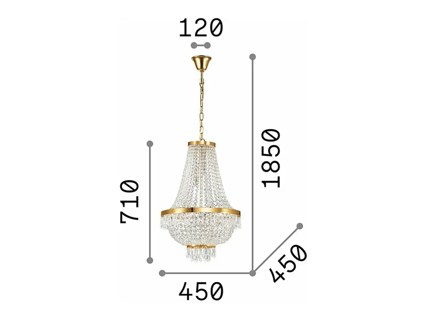 Ideal Lux Caesar - 9 Araña de luces de cristal con acabado , G9 Dorado Online