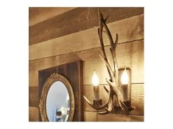 Ideal Lux Aplique Para Pared-Chalet - 2 luces de pared interior marrón claro, E14 Marru00f3n