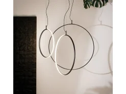Ideal Lux Lámpara Suspendida-CIRCUS Lámpara de Techo Colgante LED Integrada 44cm Negra, 3000K Negro