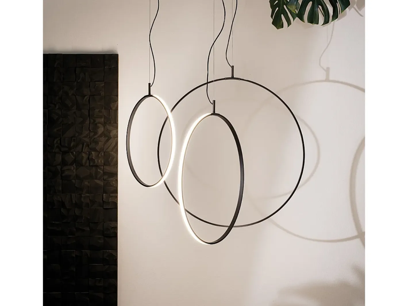 Ideal Lux Lámpara Suspendida-CIRCUS Lámpara de Techo Colgante LED Integrada 44cm Negra, 3000K Negro