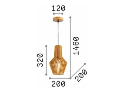 Ideal Lux Lámpara Suspendida-Citrus - 1 lámpara colgante de techo de madera, E27 Marru00f3n