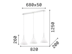 Ideal Lux Cocktail - Lámpara colgante de techo de 3 luces blanca, E14 Blanco