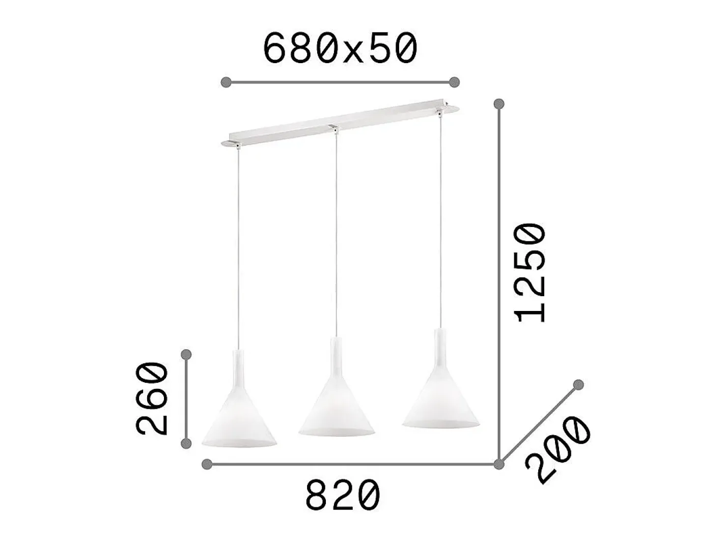 Ideal Lux Cocktail - Lámpara colgante de techo de 3 luces blanca, E14 Blanco