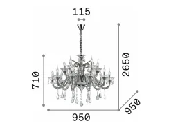 Online Ideal Lux Colossal - Lámpara de araña de 15 luces con acabado ahumado, E14 Gris