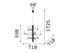 Hot Ideal Lux Copernico - Lámpara colgante de techo con múltiples brazos, 12 luces, , G9 Negro