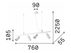 Ideal Lux Lámpara Suspendida-DYNAMITE - Lámpara colgante de techo con 4 luces para interior , GU10 Negro