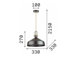 Ideal Lux ERIS-2 - Lámpara colgante de techo tipo domo para interior 1 luz , E27 Negro Discount