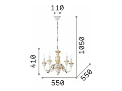 Discount Ideal Lux Firenze - Lámpara de araña de 5 luces marfil, acabado , E14 Dorado