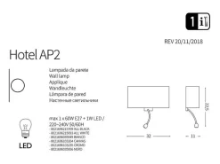 Ideal Lux Aplique Para Pared-Hotel - 1 Lona ligera para aplique de pared interior, E27 Camel
