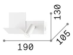 Ideal Lux Aplique Para Pared-KOMODO-2 Luz de lectura LED blanca, interruptor incorporado, 3000 K, no regulable Blanco