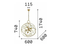 Clearance Ideal Lux Konse - Colgante de techo esférico de 6 luces Dorado