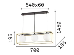 Discount Ideal Lux Lingotto - Lámpara de barra colgante de 3 luces Latón antiguo Camel