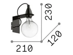 Ideal Lux Minimal - 1 aplique de luz , E27 Negro Hot