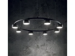 Hot Ideal Lux MINOR - Lámpara colgante de techo circular de 8 luces para interior 8 luces Negro