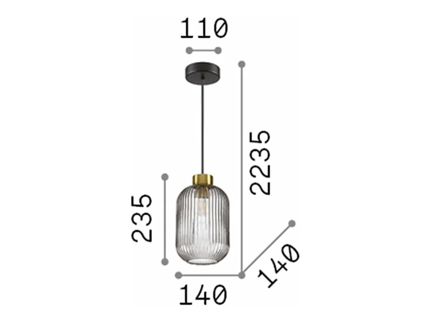 Ideal Lux Lámpara Suspendida-MINT-1 - Cúpula de vidrio para interior Lámpara colgante de techo 1 claro, E27 Verde