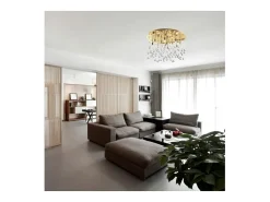Ideal Lux Moonlight - Lámpara colgante de techo semi empotrada grande con 12 luces, oro, G9 Dorado Hot