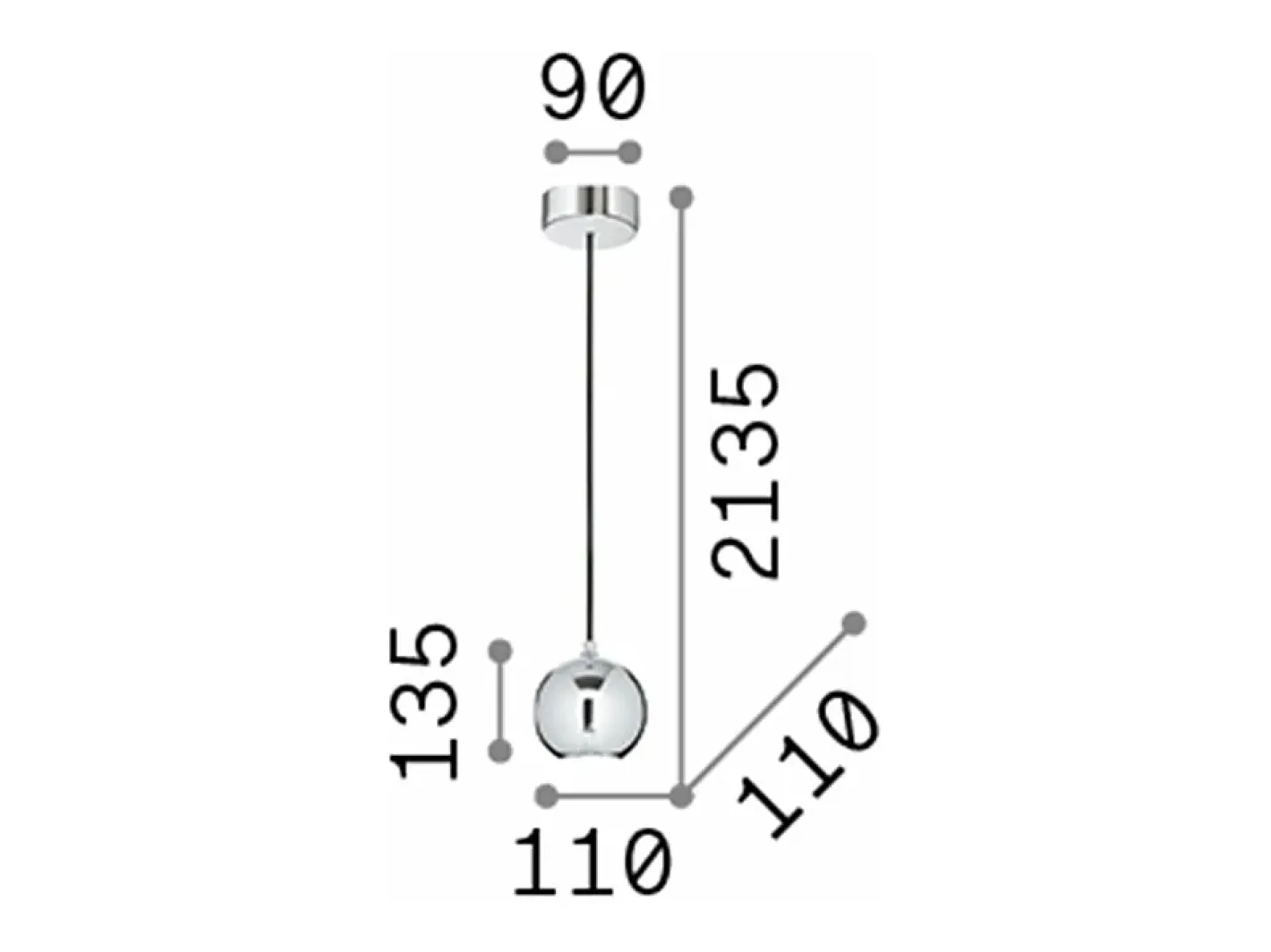 Ideal Lux Lámpara Suspendida-MR - Lámpara colgante de techo Globe para interiores 1 luz Blanca, GU10 Blanco