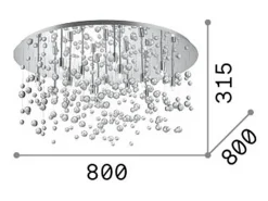 Clearance Ideal Lux Neve - Colgante de techo semi empotrado con 15 burbujas de vidrio extragrandes ligeras, cromo, G9 Gris