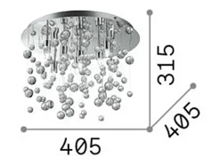 Hot Ideal Lux Neve - Lámpara colgante de techo con 8 burbujas de vidrio soplado medio claro, cromo, G9 Gris