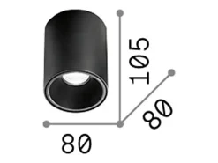 Ideal Lux Plafón-Nitro - Downlight LED 1 luz redonda para montaje en superficie Negro