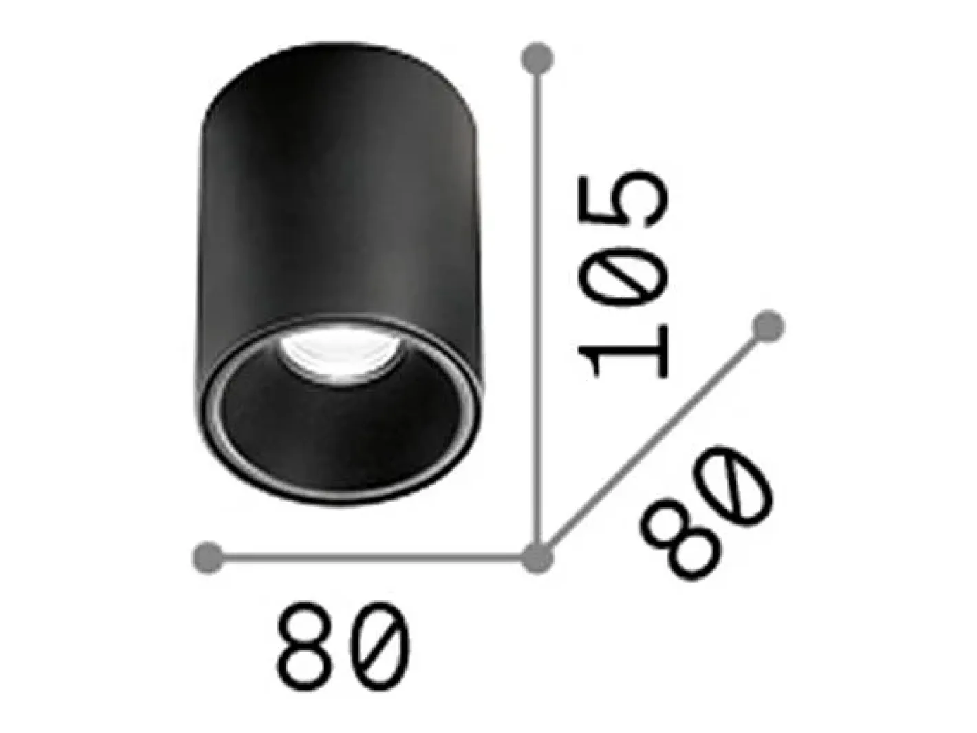 Ideal Lux Plafón-Nitro - Downlight LED 1 luz redonda para montaje en superficie Negro