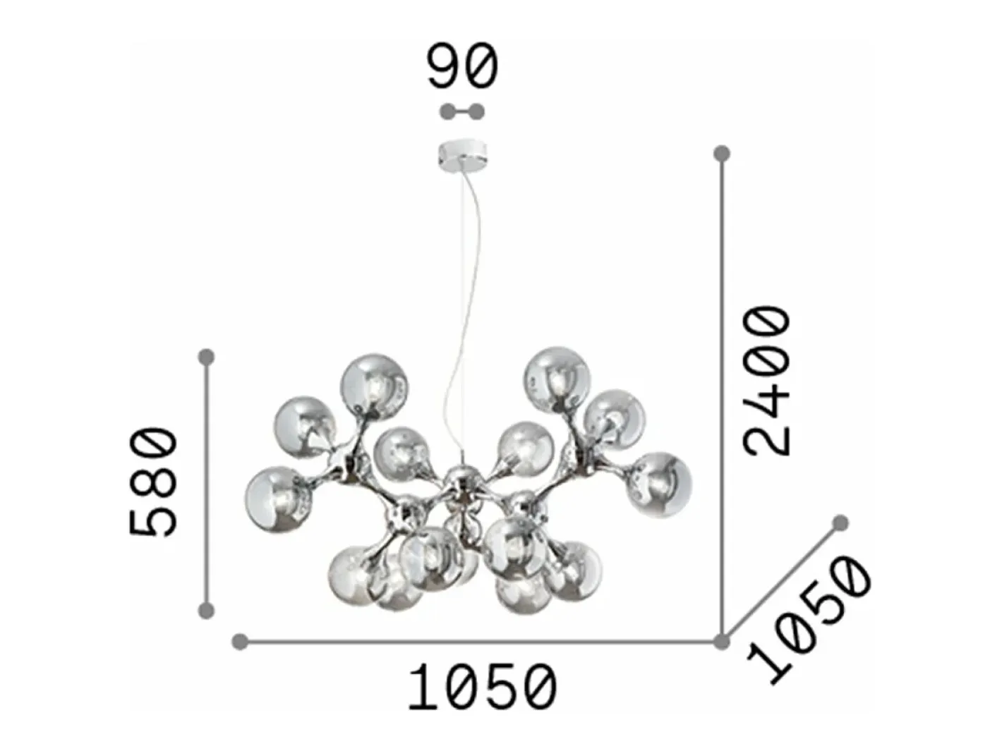Ideal Lux Nodi - Colgante de techo de 15 luces cromado Gris Discount