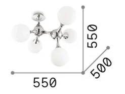 Ideal Lux Nodi Bianco - 5 Light Molecular Plafón de techo, cromo, E14 Gris Sale